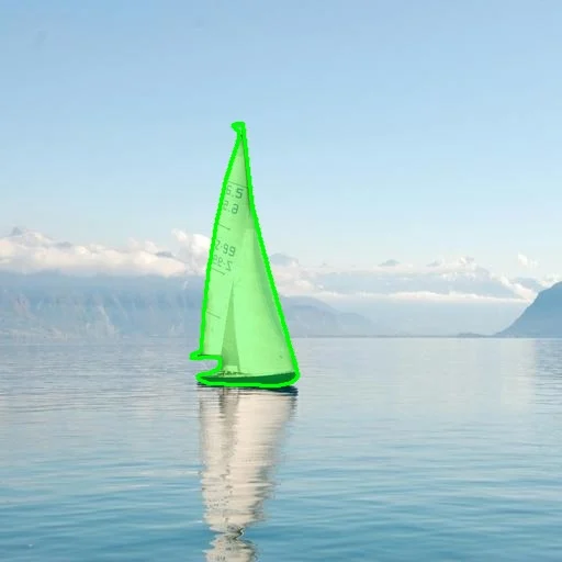 Sailboat and reflection selected with a green mask